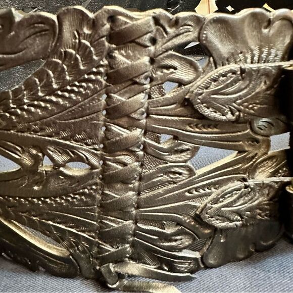 *Ralph Lauren Collection Spring 13 Black Western Tooled Leather Contour Belt main image 6
